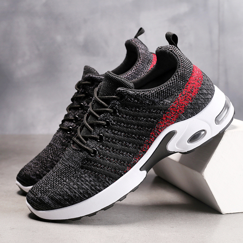 Men's Sneakers Knit Shoes Fash - Knit Fabric Lace Up Sneakers ulasan dan harga