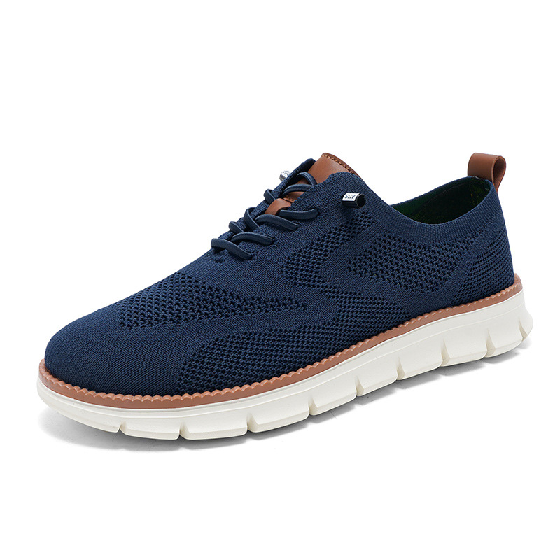 2026 New Men's Breathable Knit - Knit Fabric Lace Up Sneakers ulasan dan harga