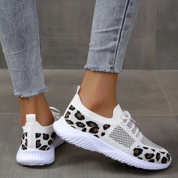 New Summer Women's Knitted Mes - Knit Fabric Lace Up Sneakers ulasan dan harga