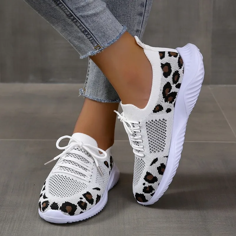 New Summer Women's Knitted Mes - Knit Fabric Lace Up Sneakers ulasan dan harga